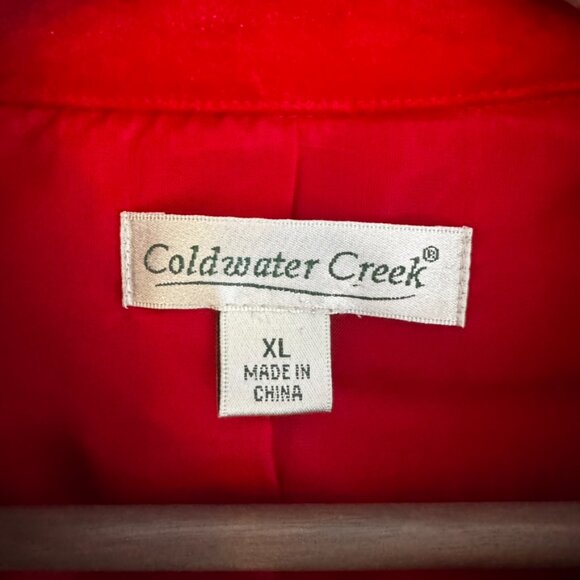 Coldwater Creek Soft Suede Denim Jacket RED Cotton Blend Womens Zip Front - M - Picture 3 of 8